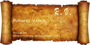 Rohony Vince névjegykártya